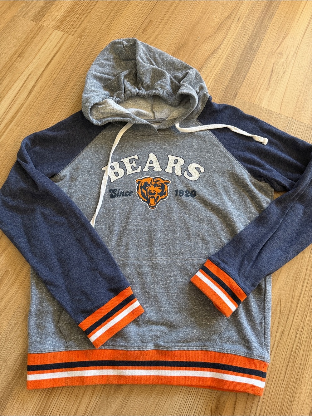Bears Hooded Pullover Sweatshirt - Gray & Navy with Orange Trim